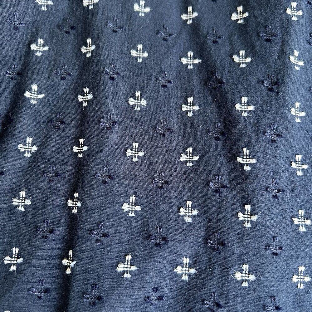 Talbots Plus Top Women 3X Navy White Embroidery Swiss Dot Pullover Cottage Comfy - Picture 13 of 15
